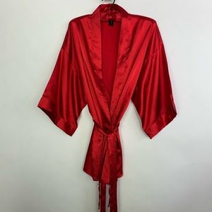 Sexy Ruby Red Satin Lingerie Sleeping Robe